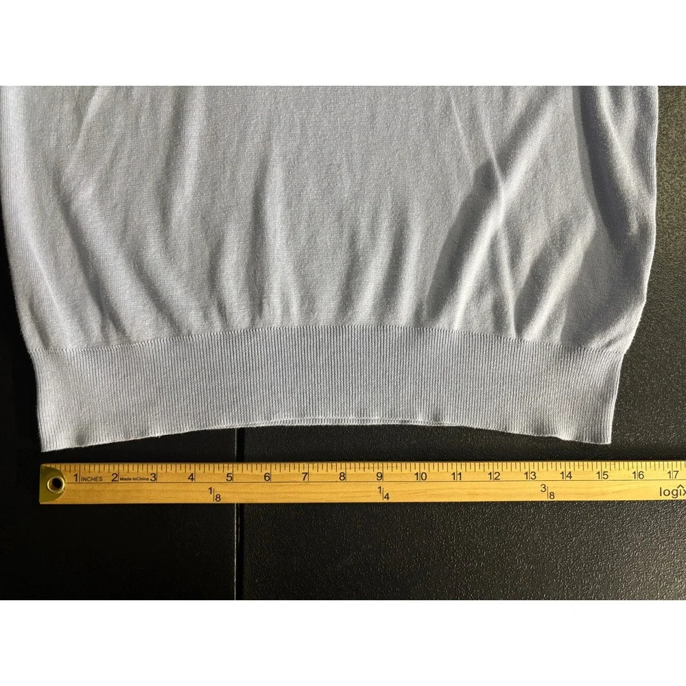 Polo Ralph Lauren Mens V-Neck Sweater Light Blue Pima Cotton Yellow Pony Size M